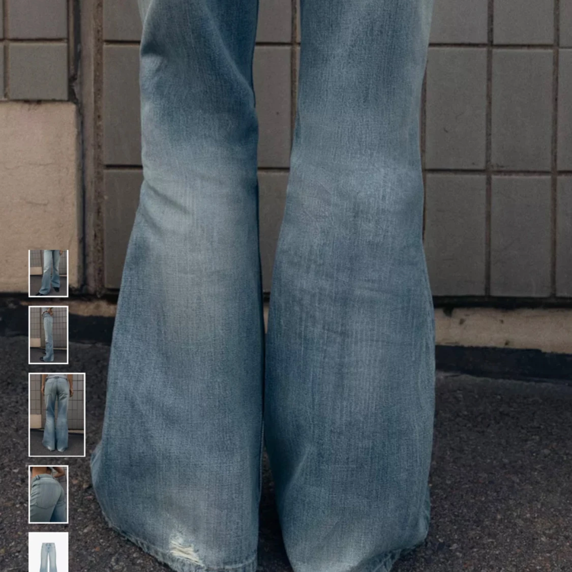 Ljusblå bootcut jeans low waist  - 2