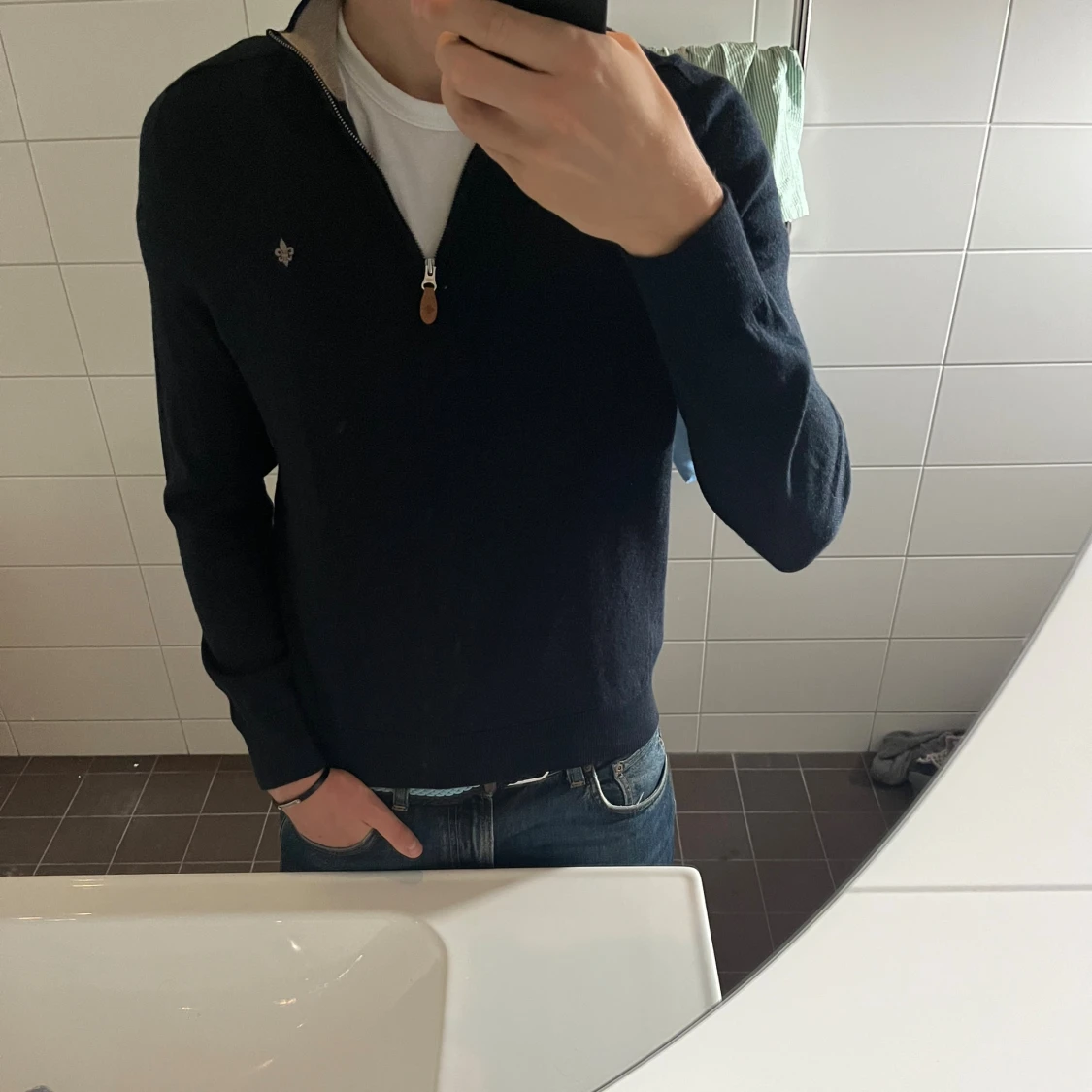 Mörkblå halvziptröja Morris