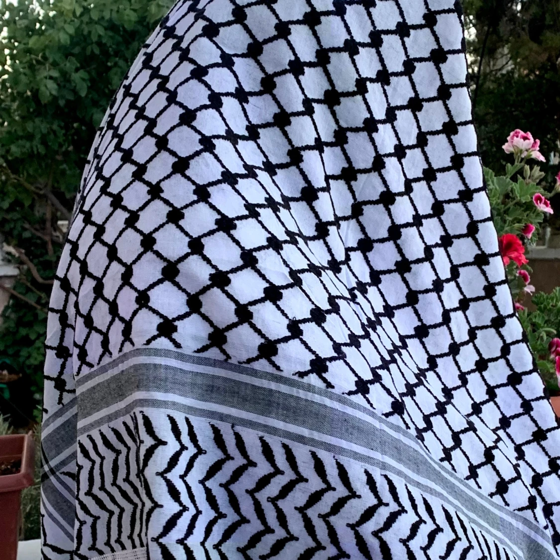 Vit/svart palestinasjal Keffiyeh/Kuffiyeh  - 3