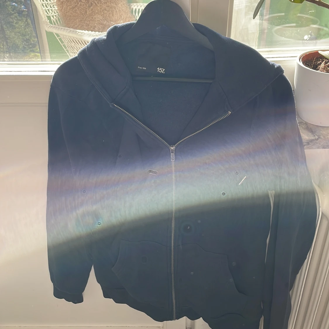 Mörkblå hoodie med dragkedja 157 - 1