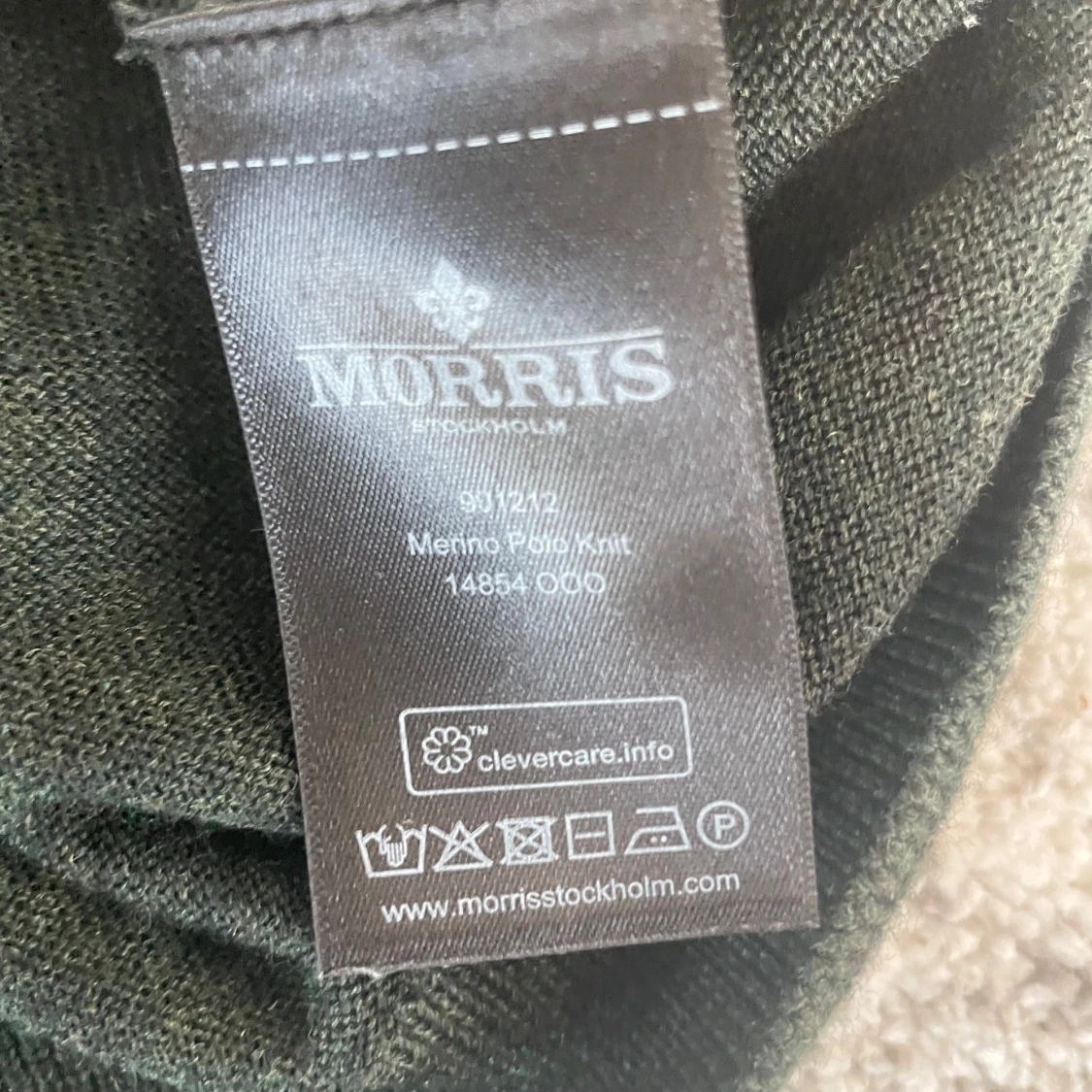 Mörkgrön merinoull pikétröja Morris - 3