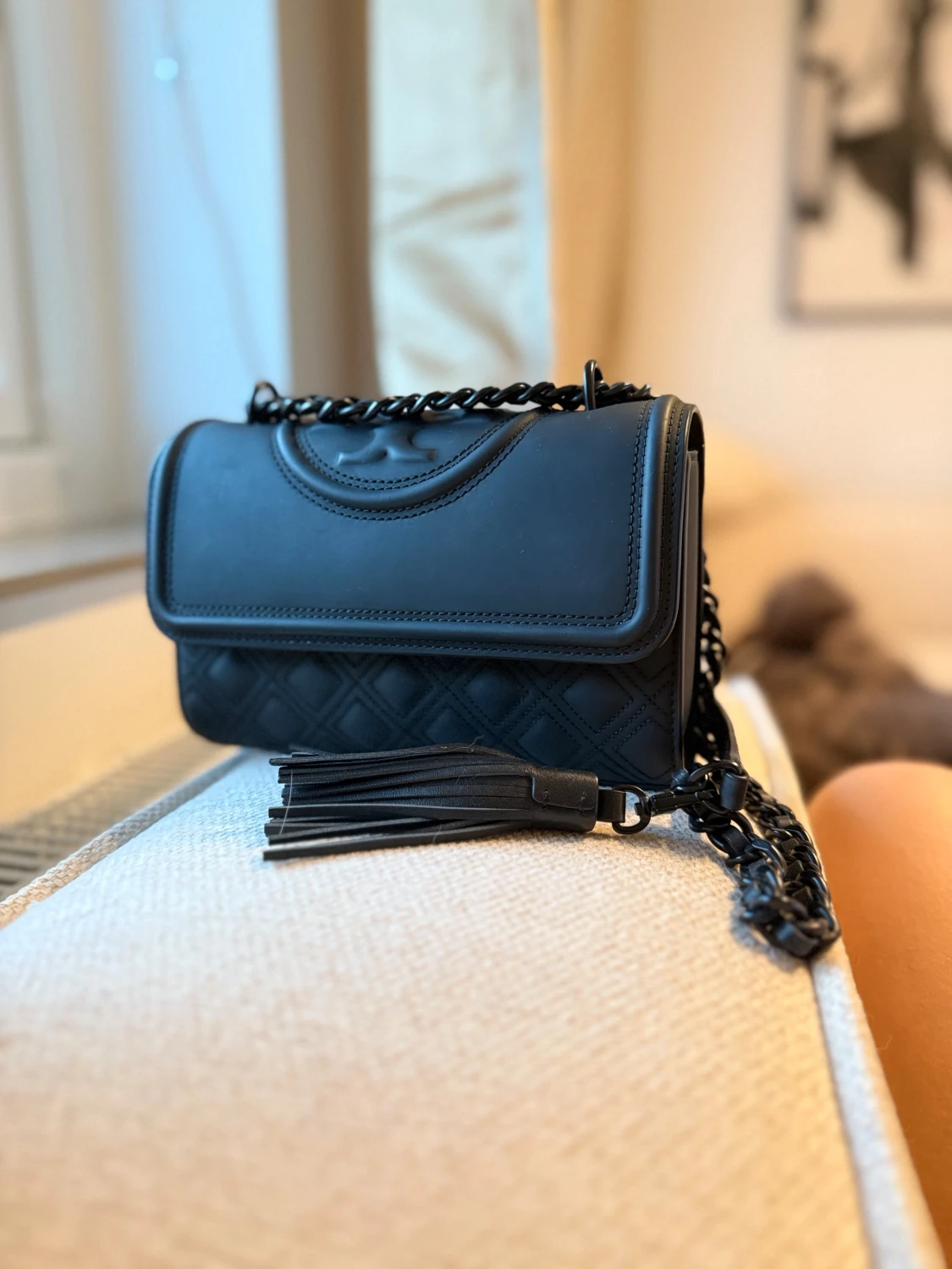 Svart quiltad axelväska Tory Burch