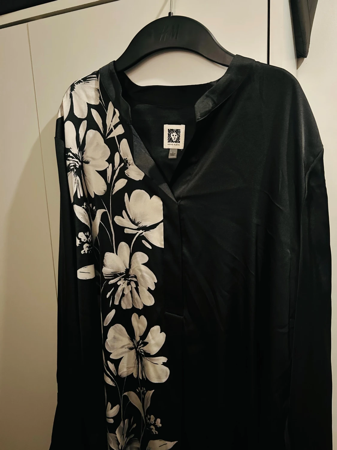 Svart blommig kortklänning Anne Klein - 4