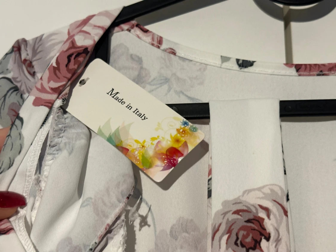 Vit blommig klänning, storlek M - 5