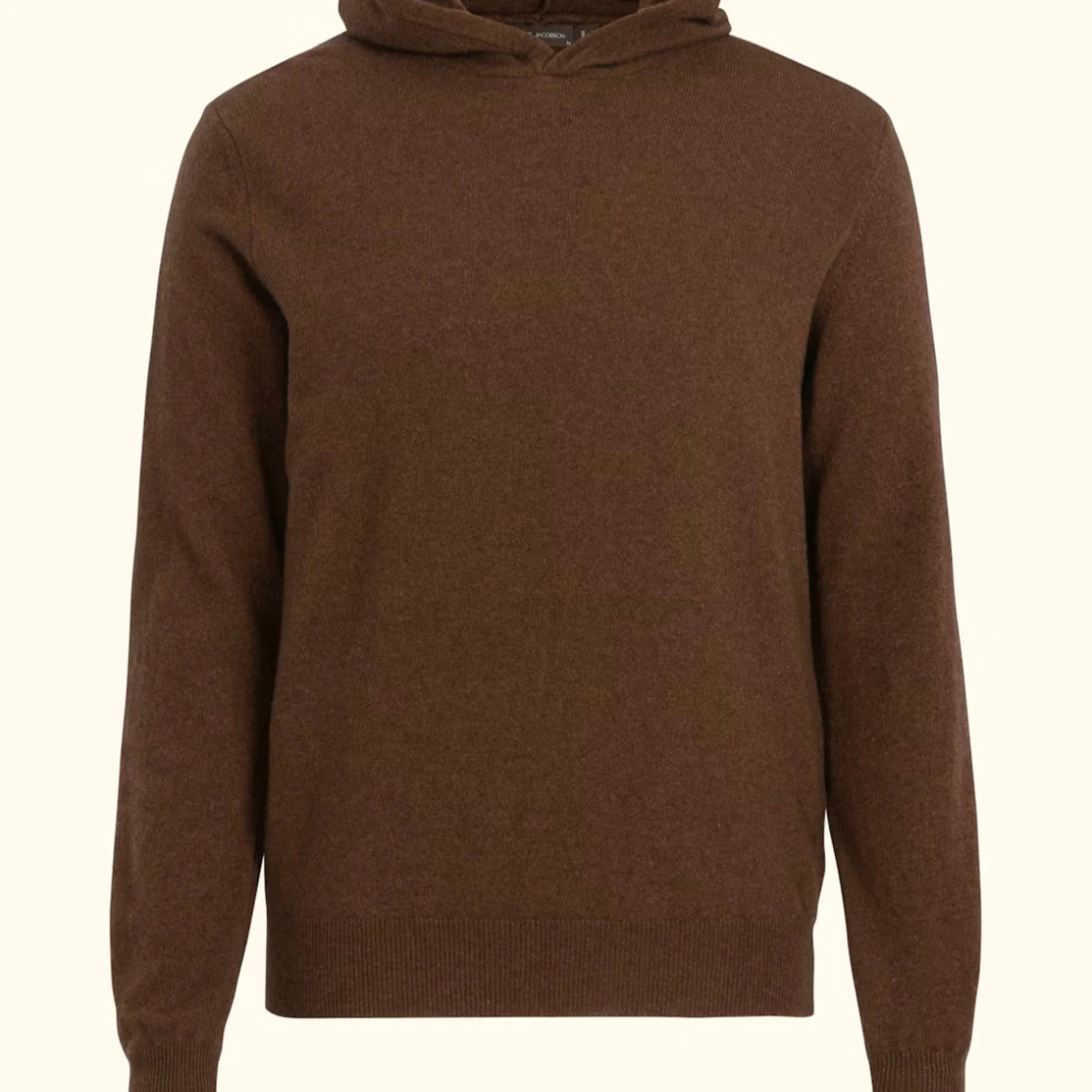 Brun hoodie i kashmir med huva - 1