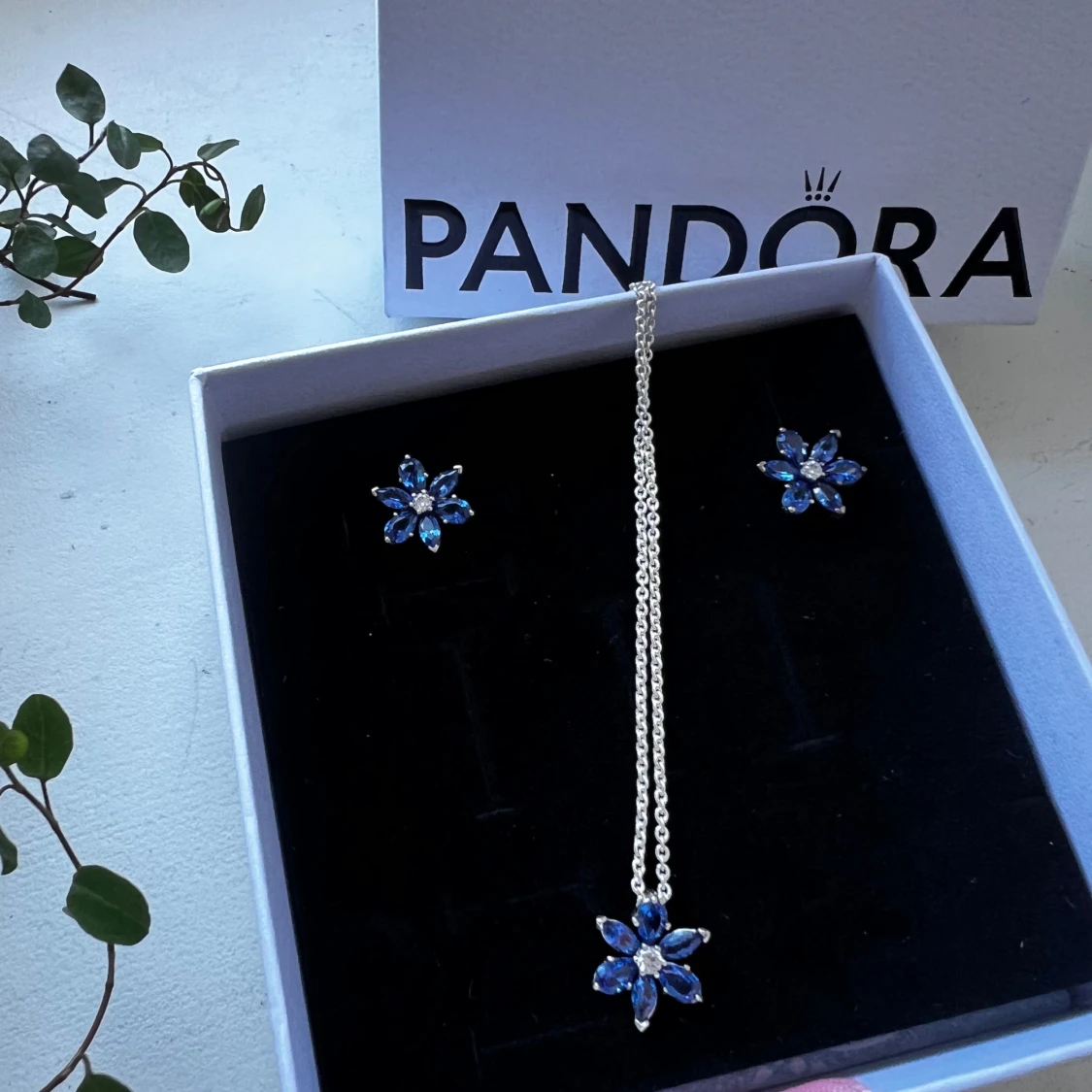 Pandora silverblå blomset smyckeset - 3