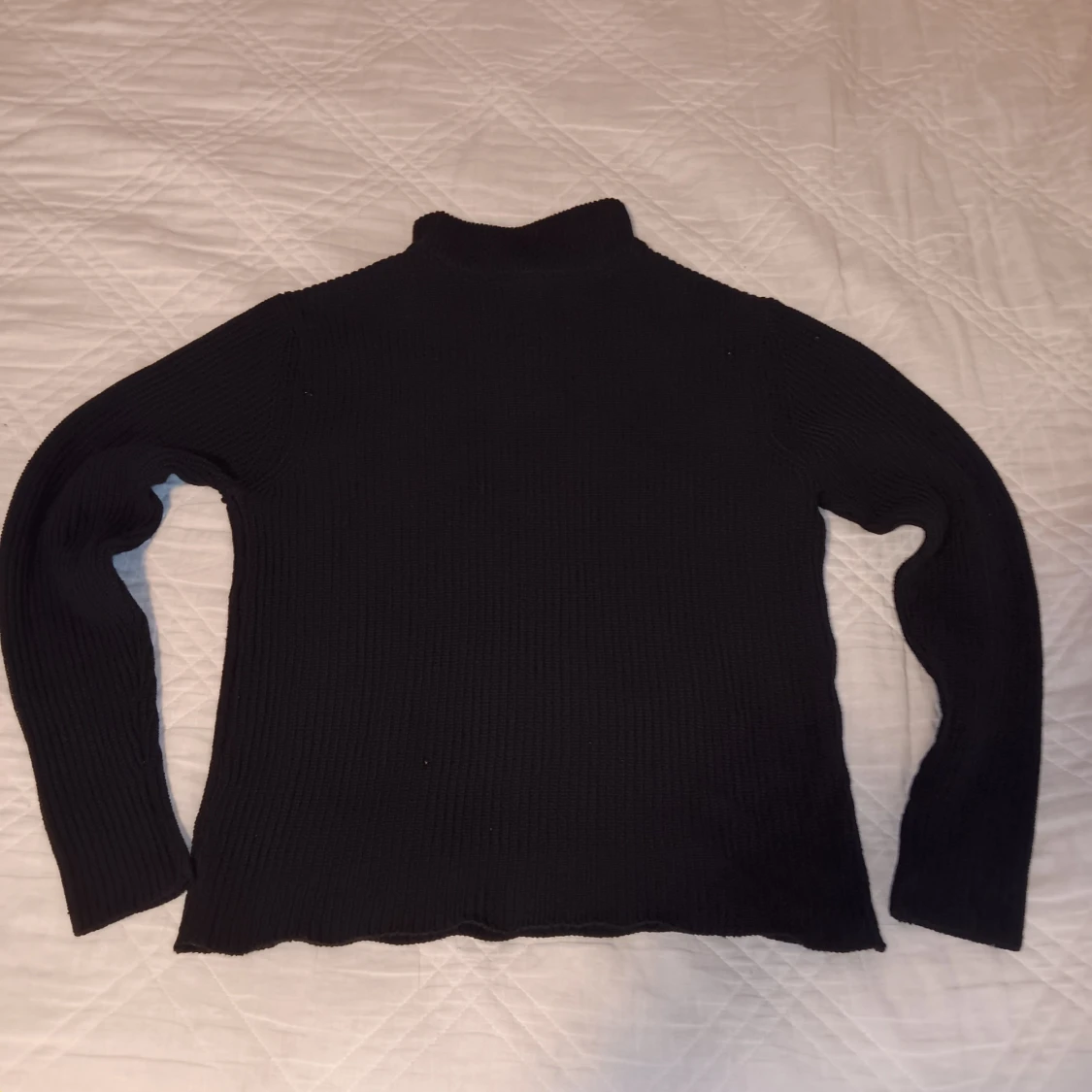 Svart stickad half zip-tröja - 1