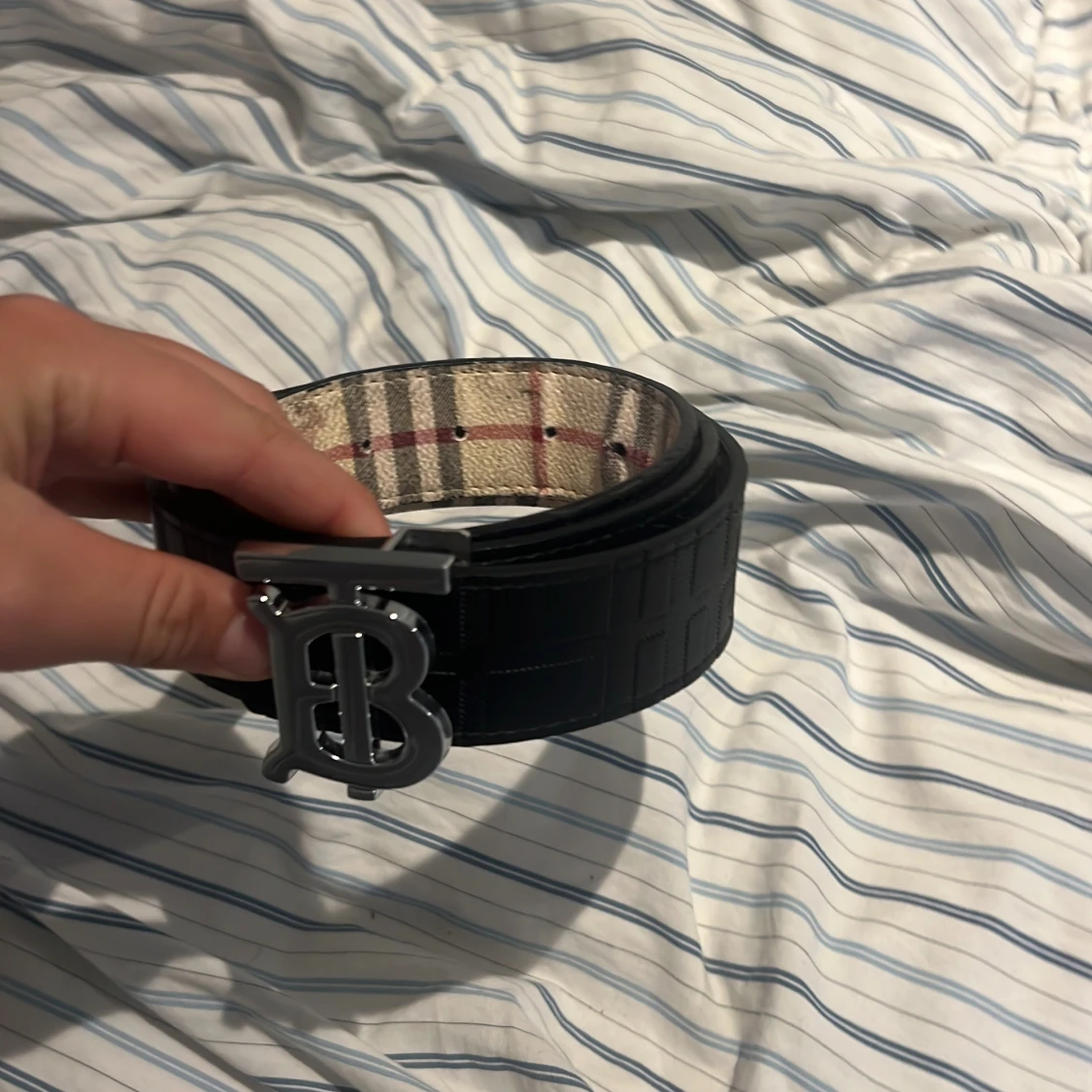 Burberry rutigt bälte med B-spänne - 3