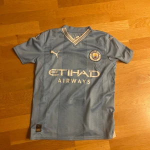 Man city t shirt  -  Hej jag säljer hej jag säljer min Manchester City tröja eftersom att den inte kommit till användning längre Superbra ni är superbra skick och knappt använd Skriv vid minsta lilla fundering!! Den är i storlek 164 12-13 år