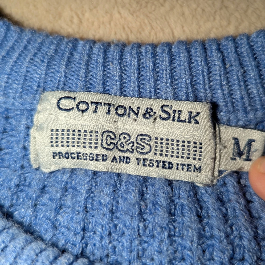 Blå stickad tröja från Cotton & Silk - 2