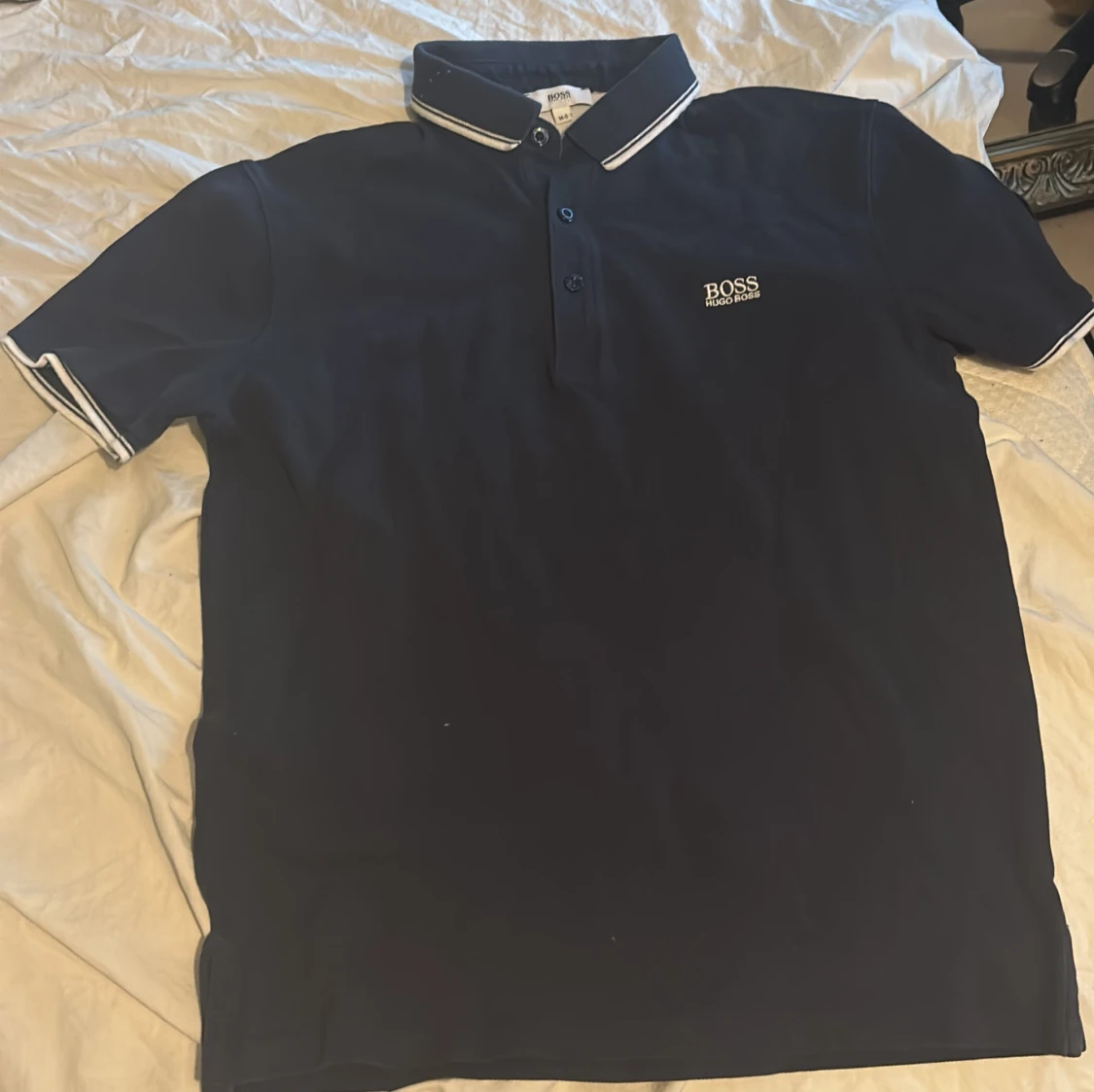 Marinblå pikétröja Hugo Boss