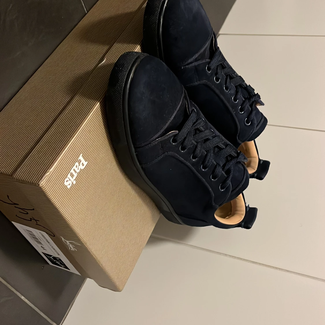 Mörkblå mocka sneakers Louboutin - 3