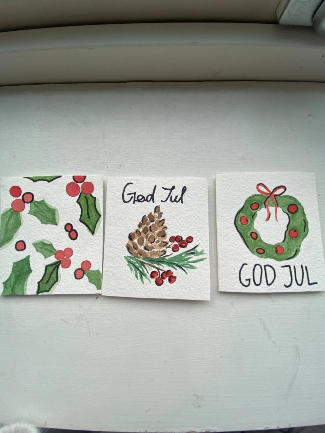 Handmålade julkort (3 set) - 3
