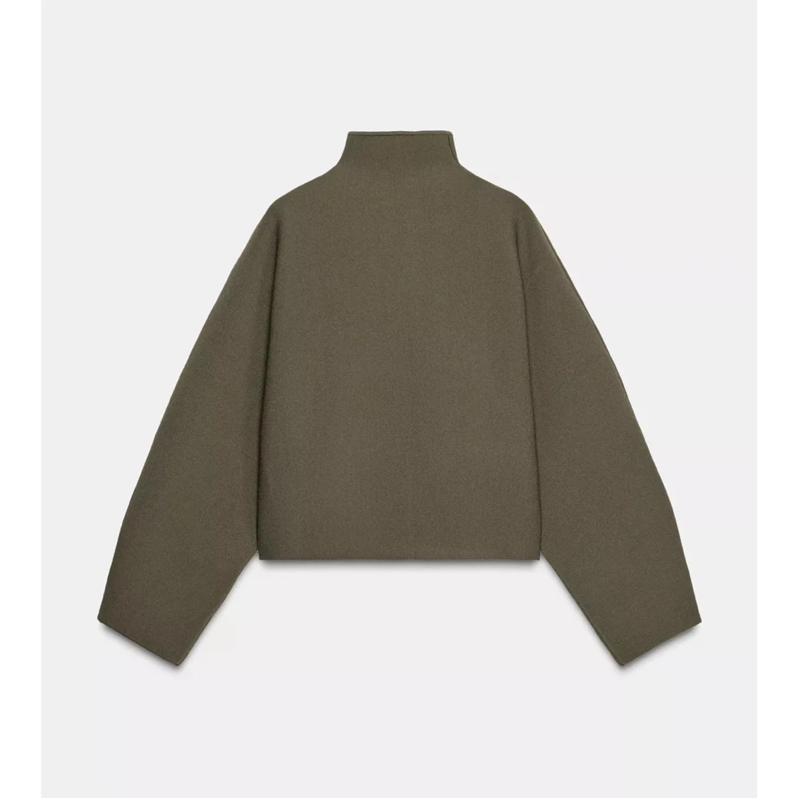 Olivgrön croppad jacka med dragkedja - 3
