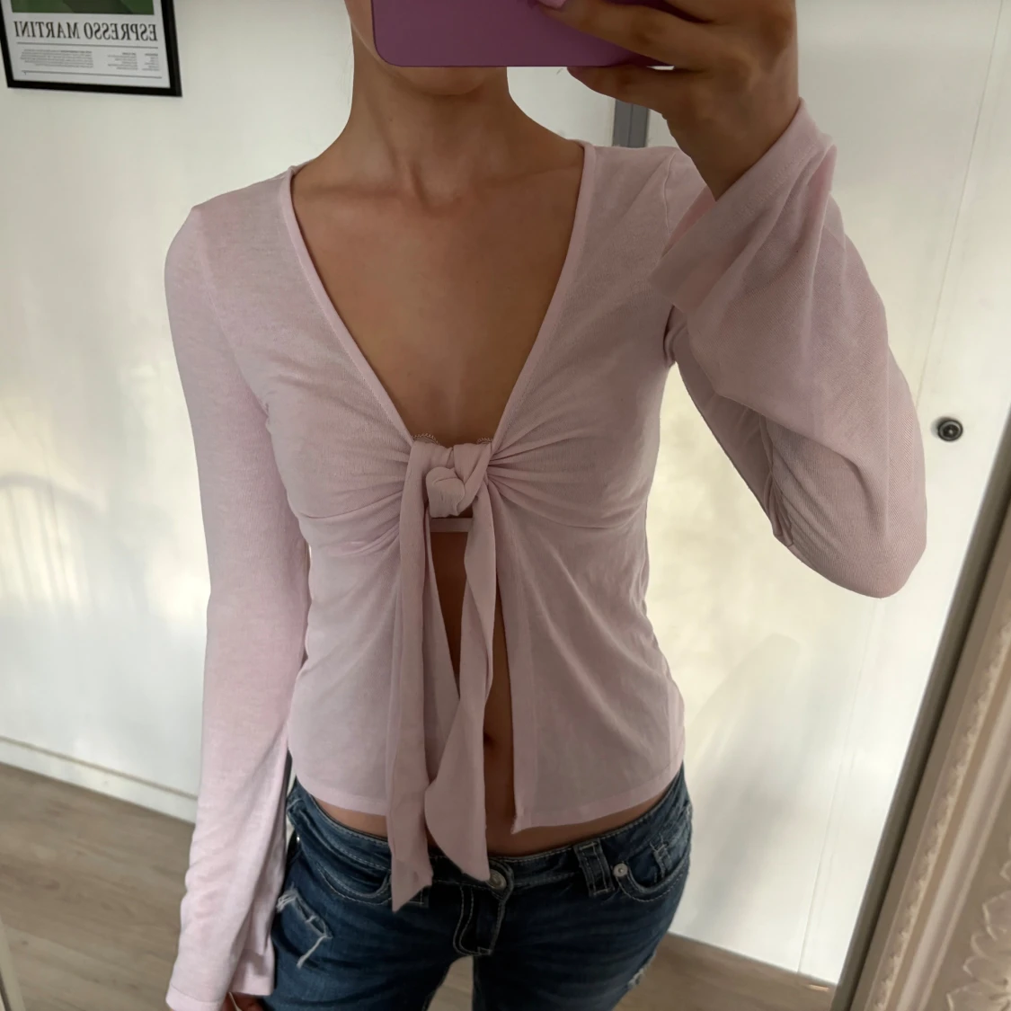 Ljusrosa topp med knyt