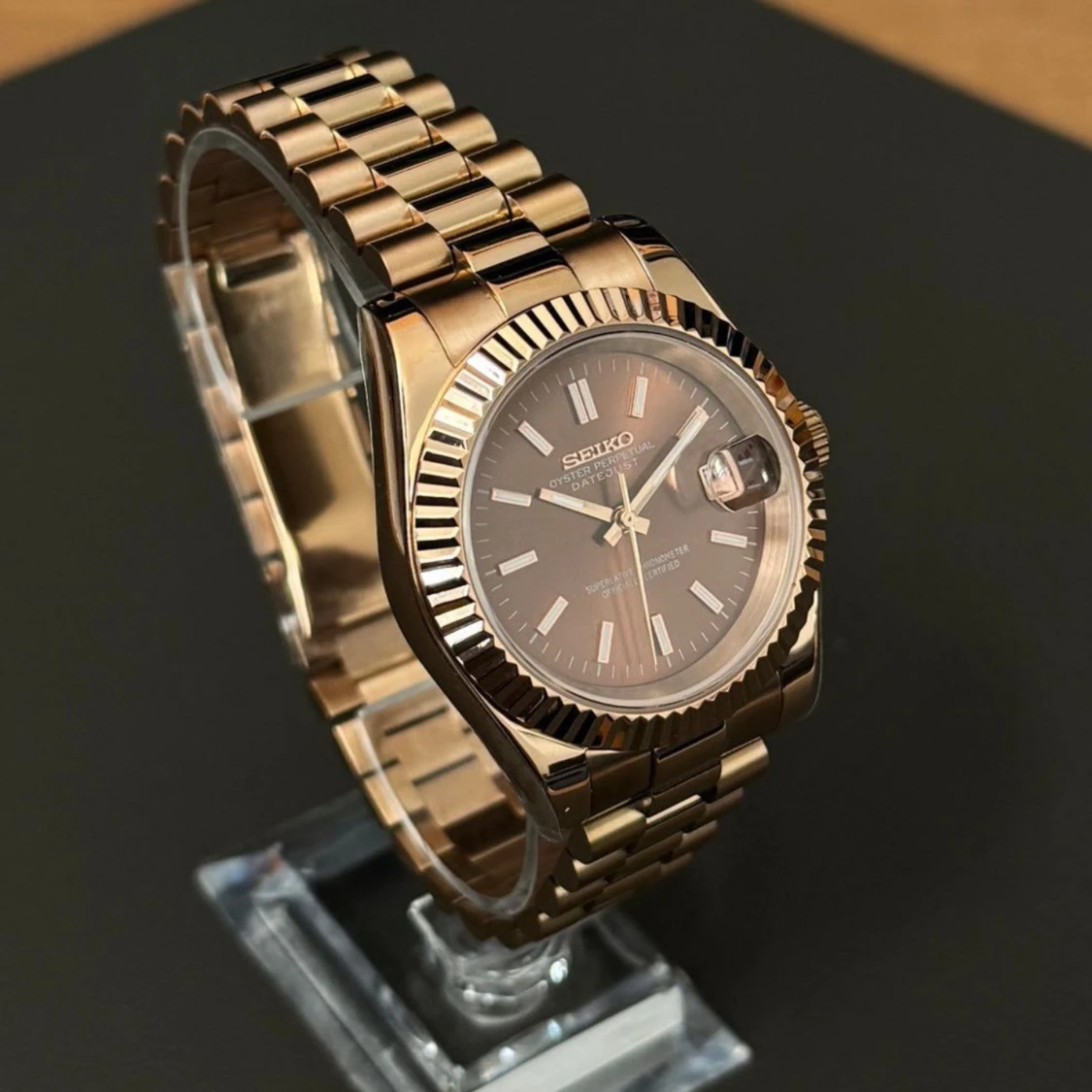 Seikmod Datejust brun urtavla guldarmband - 1