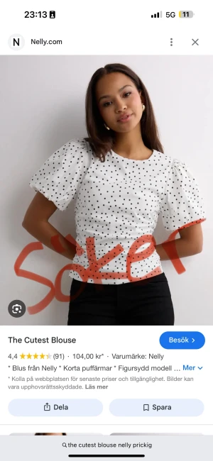 SÖKER🙏🏻 Vit prickig blus med puffärm Nelly - SÖKER denna blus i storlek 40 🙏🏻 Kan byta från en storlek 38 