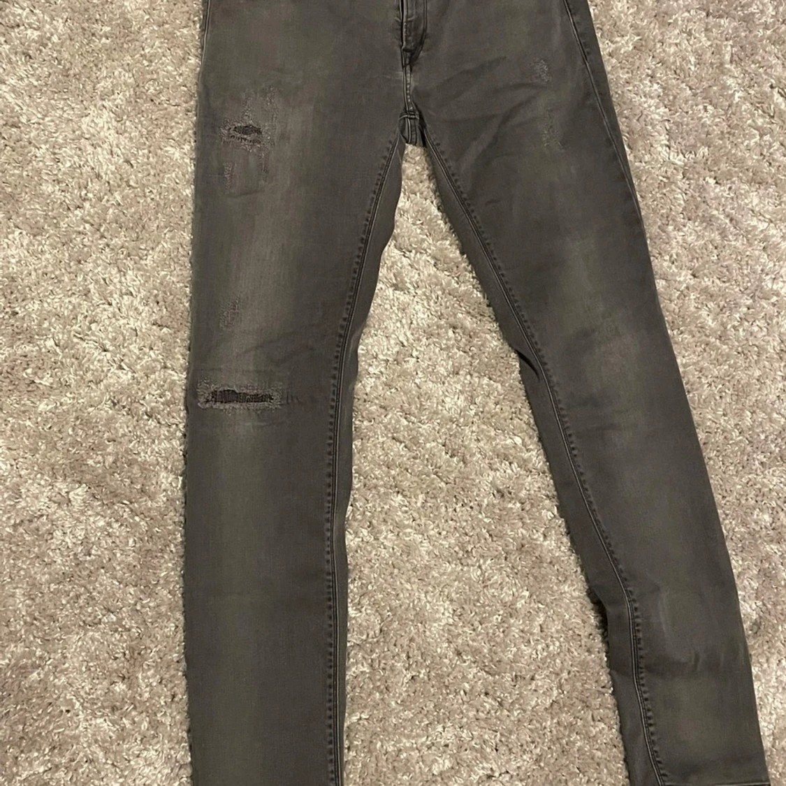 Replay grå slimfit jeans med slitningar och Hyperflex  - 3