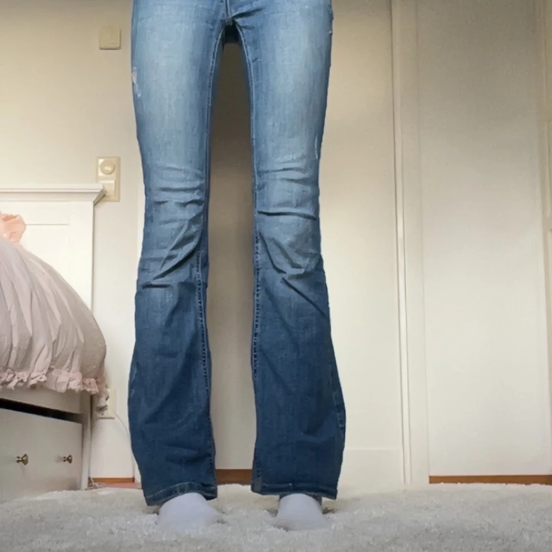Blå bootcut jeans💘 - 1