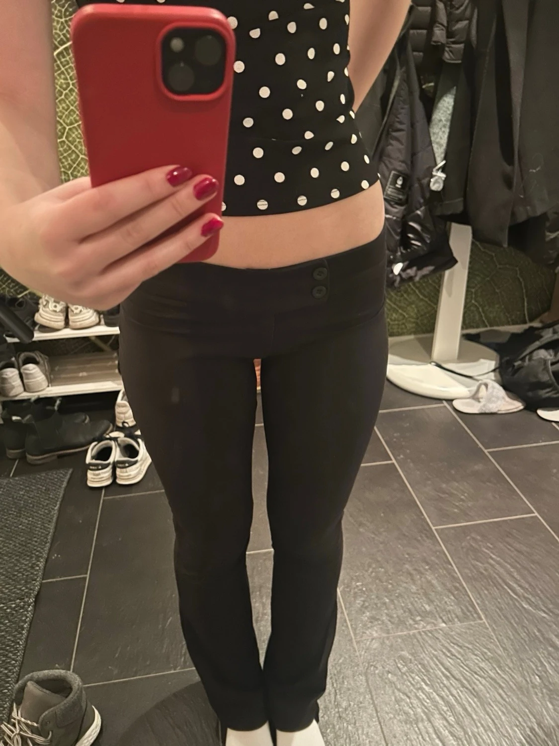 Svarta lågmidjade bootcut kostymbyxor  - 2