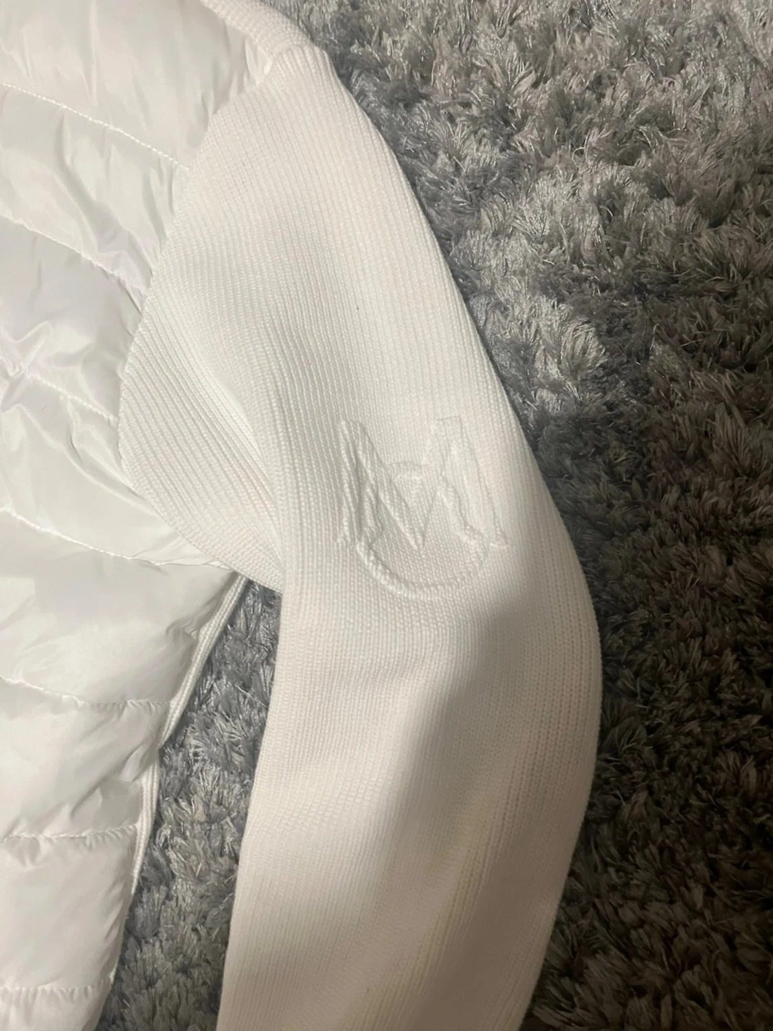 Vit Moncler pufferjacka med stickade ärmar L - 3