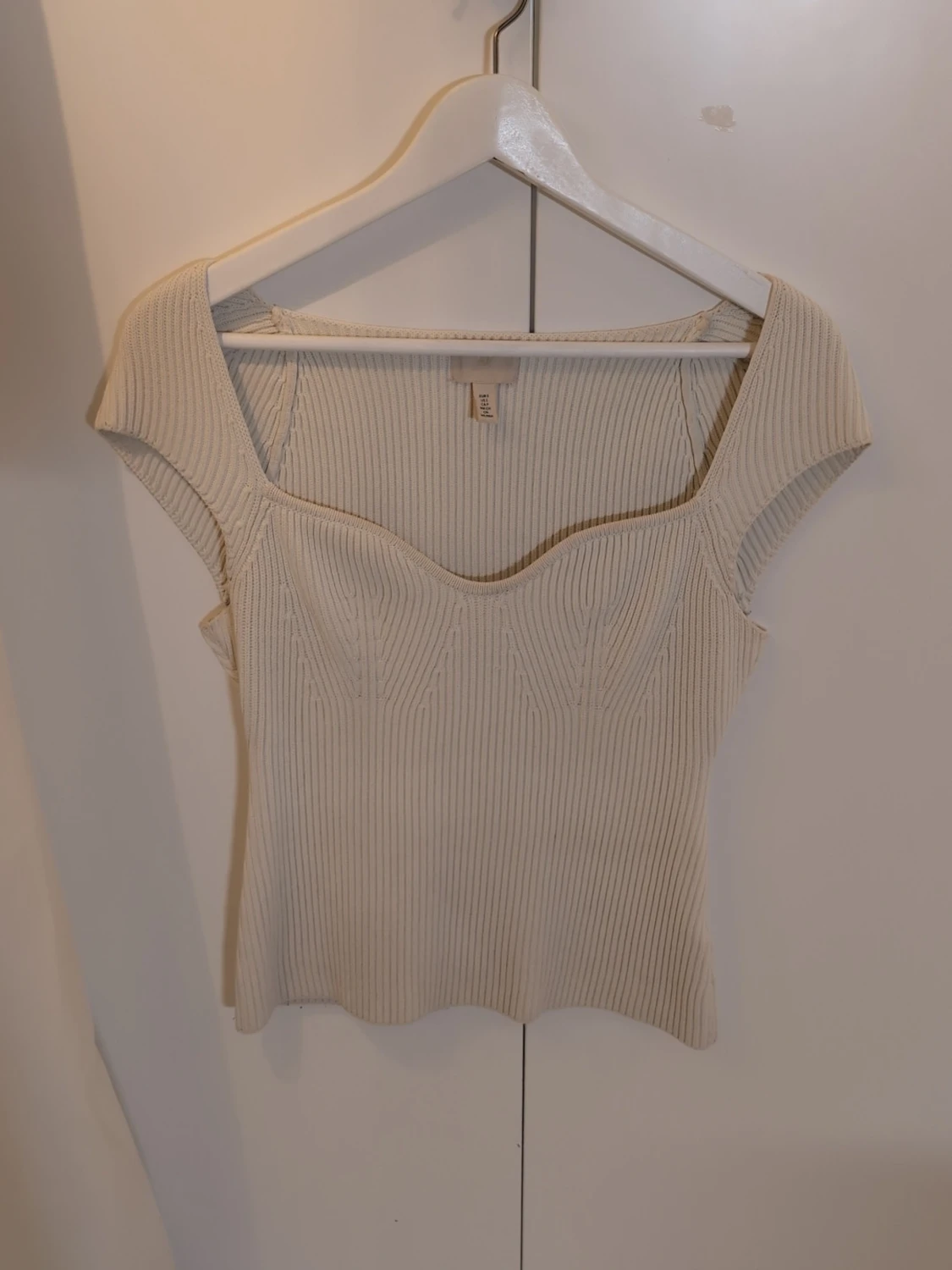 Beige ribbad topp från H&M