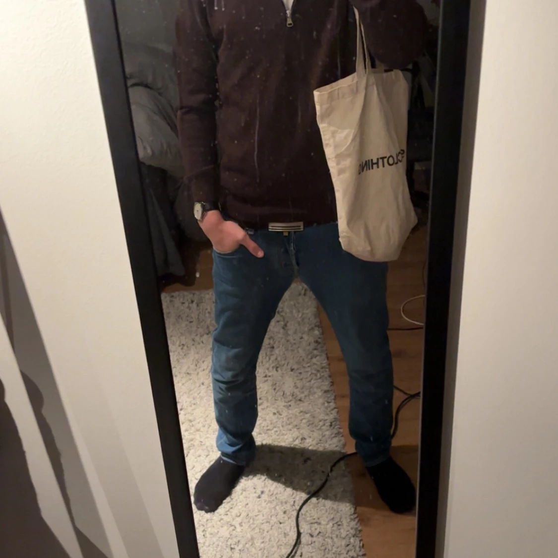 Brun stickad half zip från Oscar Jacobson - 1