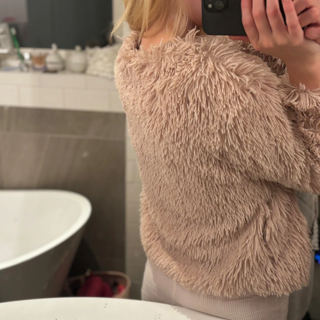 Beige fluffig pälsjacka - 2