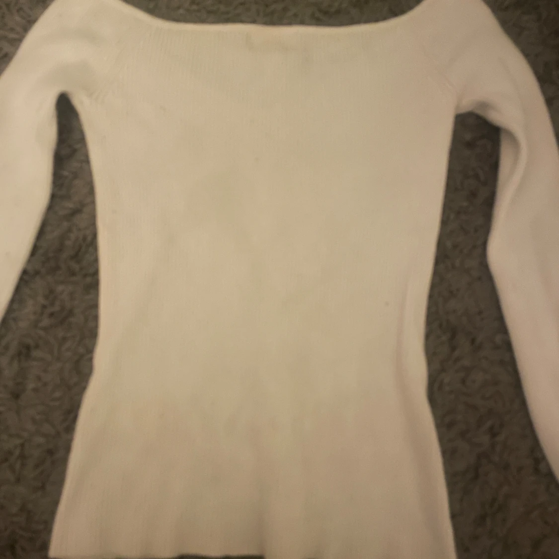 Vit ribbad offshoulder topp - 1