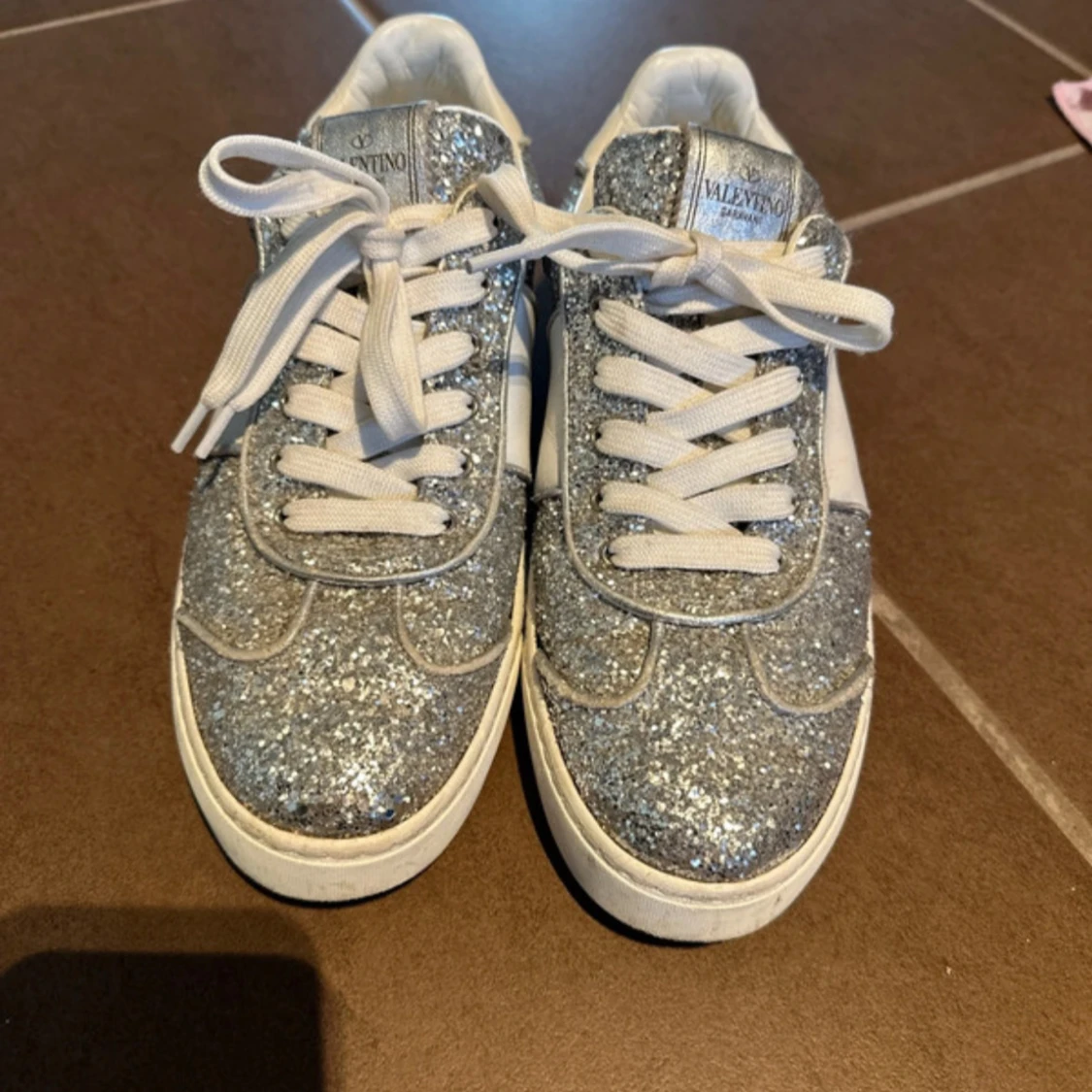 Valentino flycrew glitter sneakers silver 39