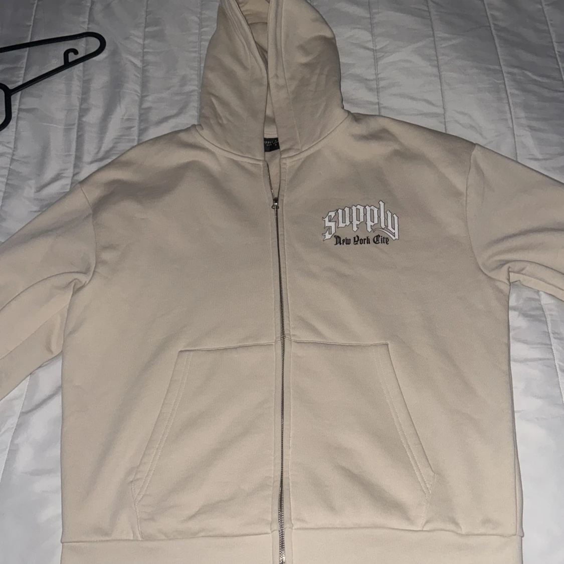 Beige hoodie Supply & Demand NYC