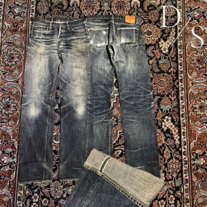 Selvedge the strike gold jeans - Helt sjukt snygga Selvedge jeans från japanska märket the strike gold. Dessa kostar flera tusen nya och har även några år på nacken och har riktigt fin tvätt! Midja:39cm längd:108cm Benöppning:20,5cm