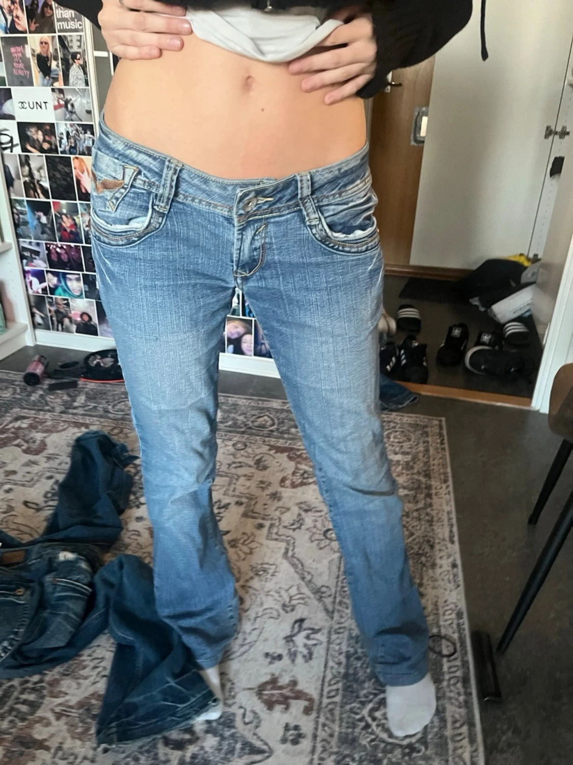 Ljusblå low waist bootcut jeans
