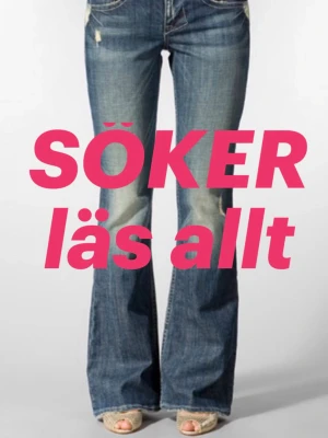 SÖKER! LÄS ALLT! - Hej! Jag söker dessa typer av jeans, (helst jeans som var populära under hösten 2021-2022) men allt går bra så länge ni skickar bild och ser ut ungefär så här! De måste vara i storlek xs eller s. Men mellan måtten 35-38 cm rakt över midjan och 78-80 cm i innerbenslängden. Såklart några centimeter större/mindre går bra! Kontakta gärna mig om ni har! 