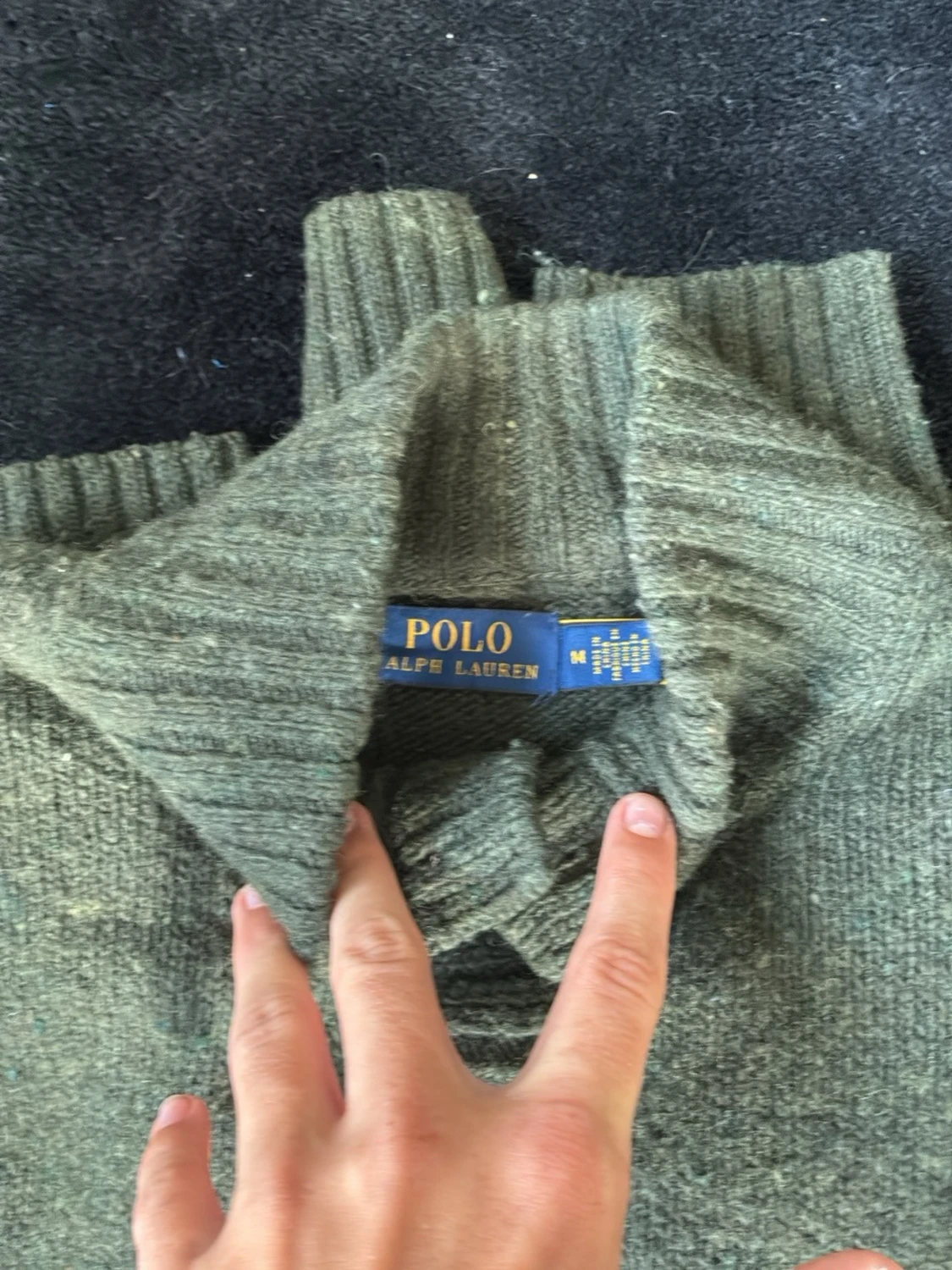 Olivgrön stickad tröja med knappar från polo Ralph lauren - 2