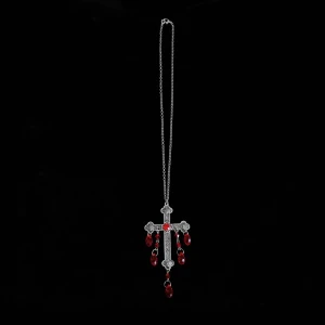 Crucifix Necklace - Beautiful crucifix necklace with dripping red beads! ⛓️🩸Chain: 25cm (clasped) Cross: 8x5,5cm 📏Selling as I unfortunately never use it! ✨Am also selling an identical necklace in black on my page for anyone interested (automatic bundle discount available)! 🖤