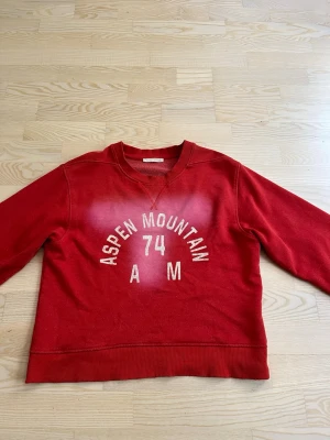 Röd sweatshirt Aspen Mountain - Cool röd sweatshirt med trycket 'Aspen Mountain 74 AM' framtill. Tröjan har rund halsringning och långa ärmar. Perfekt för en avslappnad och sportig stil.