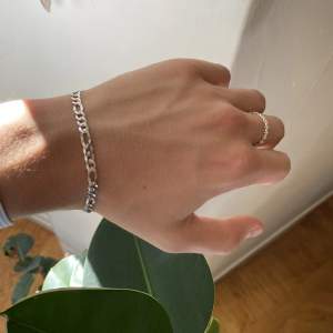 .925 Sterling silver figaro armband, storlek 20,7cm