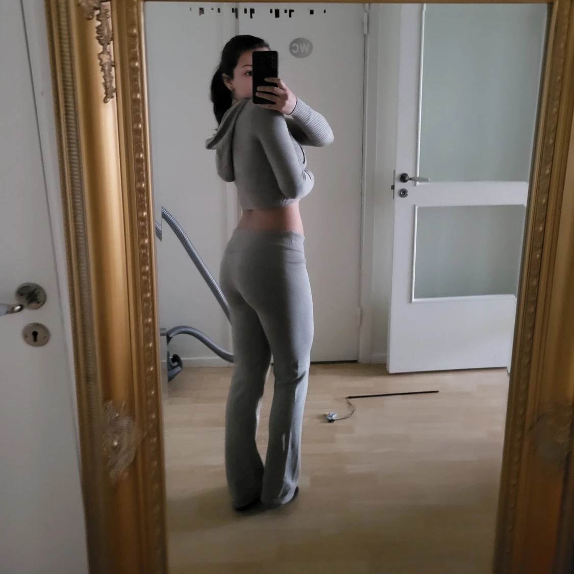 Stickat lågmidjat yoga set - 90