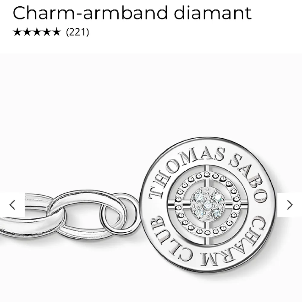 Thomas sabo charm armband diamant. Köpt för 749kr, långd ca 18cm. Accessoarer.