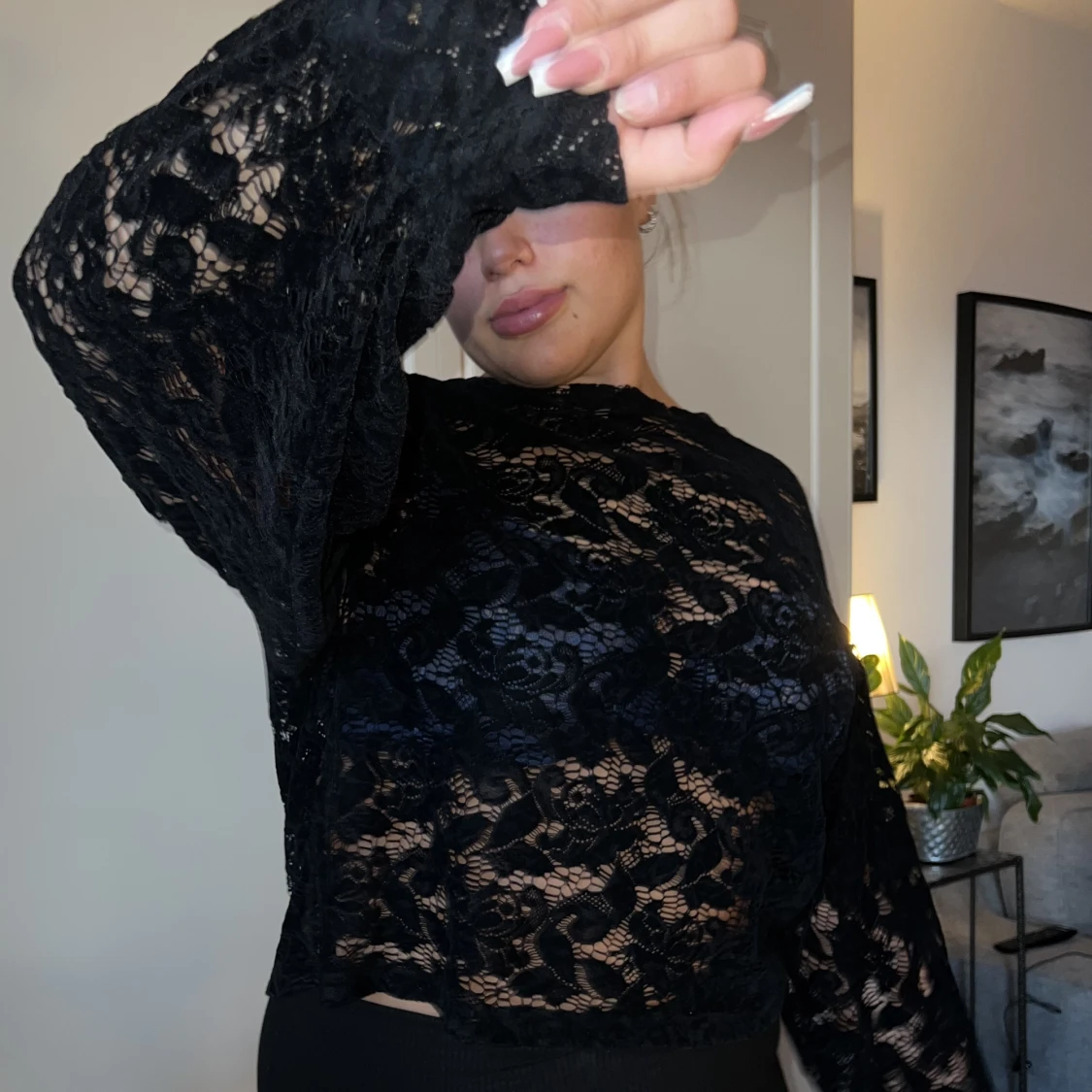 velvet spets blus i stretch - 91