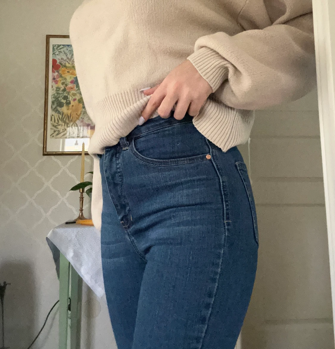 Blåa ankeljeans - 90