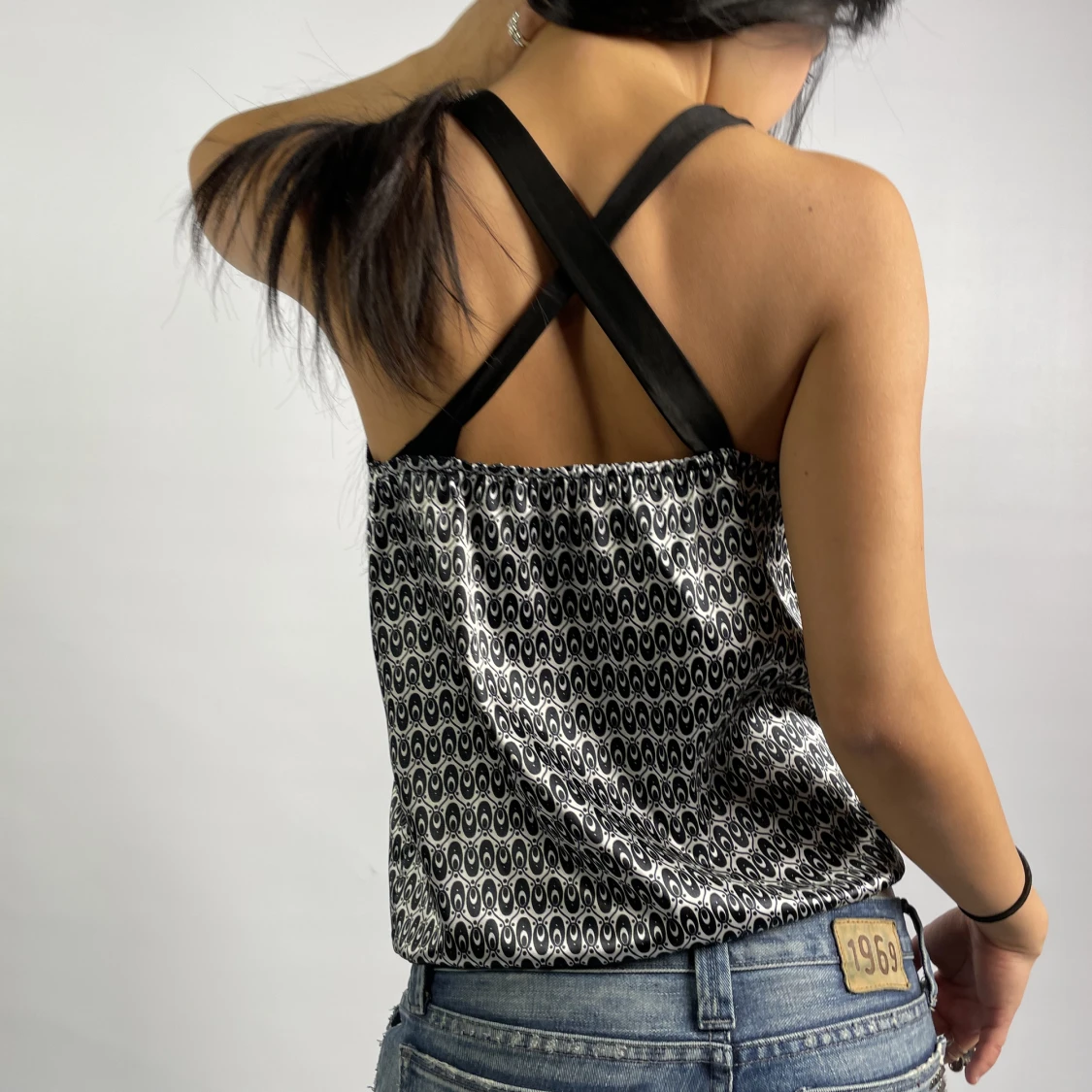 Mönstrad satintopp - 90