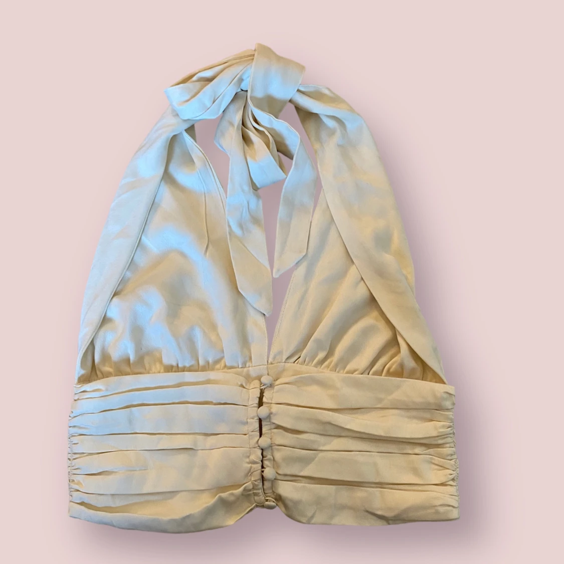 Krämfärgad halterneck topp - 90