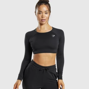 Träningstopp gymshark - Croppad träningstopp med long sleeve, gymshark, strl s, sparsamt använd