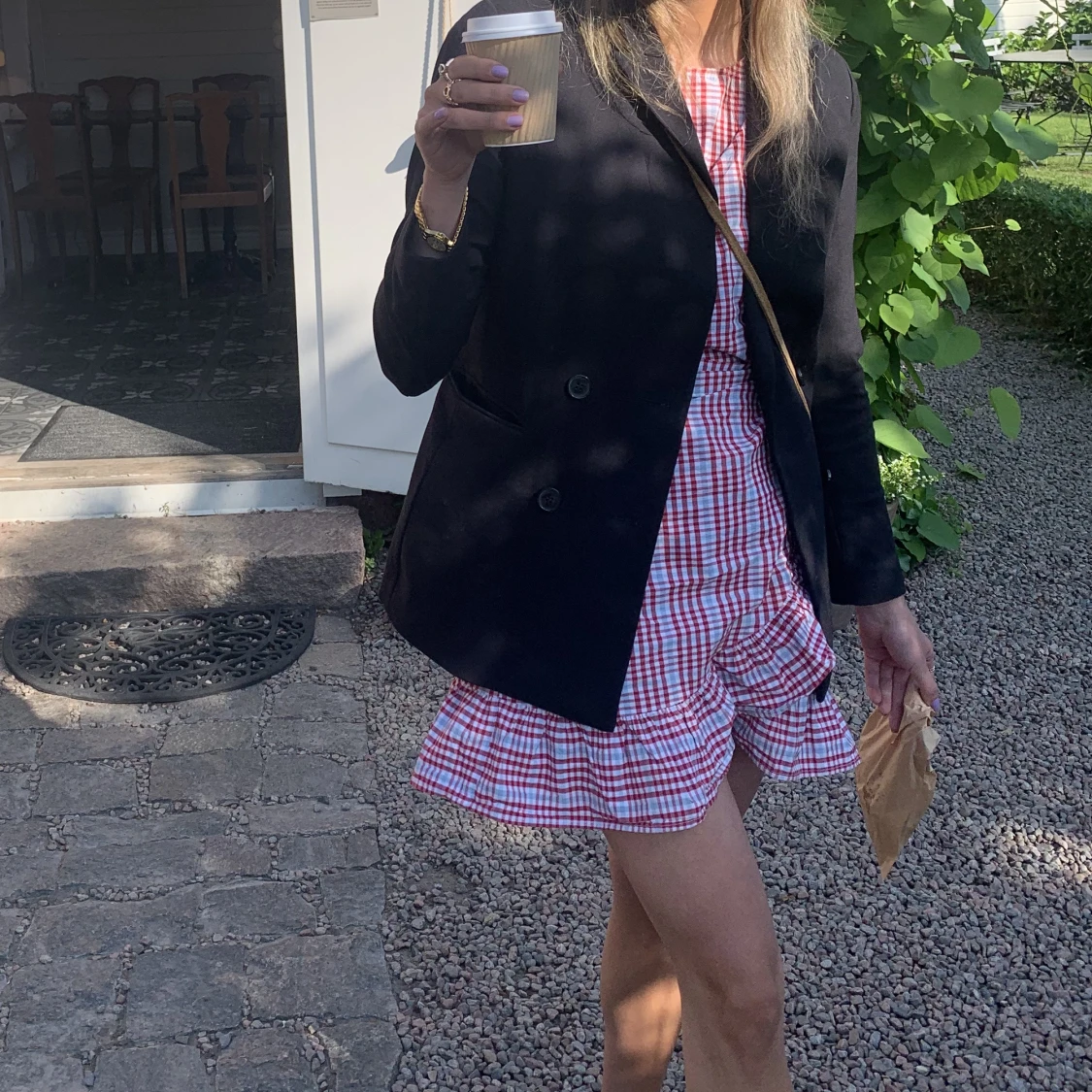 Rutig omlott klänning