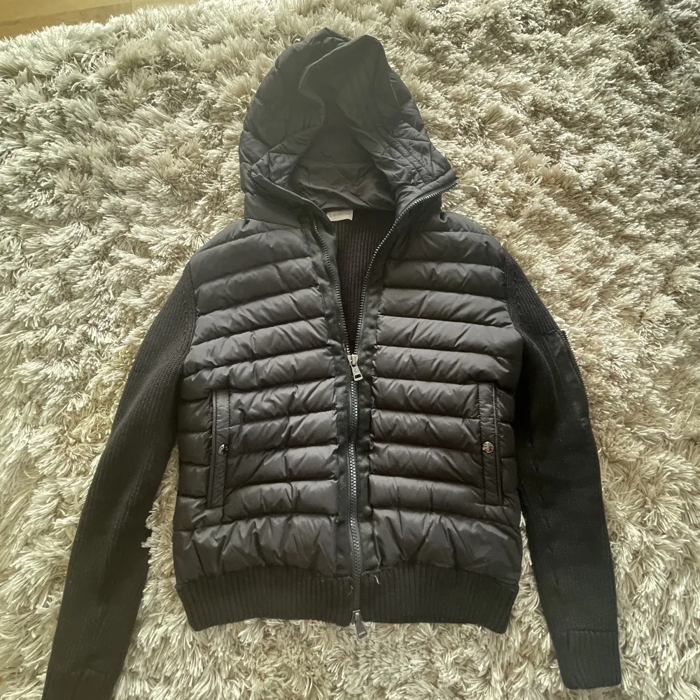 Moncler Cardigan with hood. Used a couple of times. Fits very nice and looks good with anything. . Hoodies.