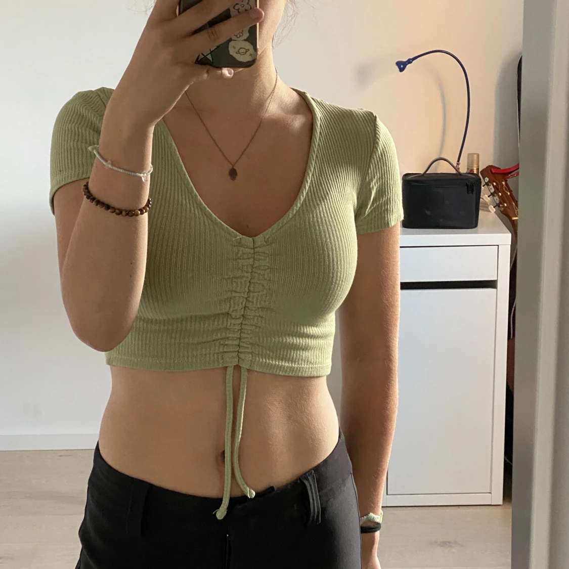 Grön V-ringad topp - 90