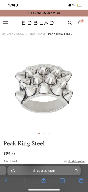 Byta? - Någon som hade velat byta sin guldiga edblad ring i strl L mot en silvrig??? Skriv isåfall!! Har även en ”liten” edblad nitring som jag även hade velat byta ut!!