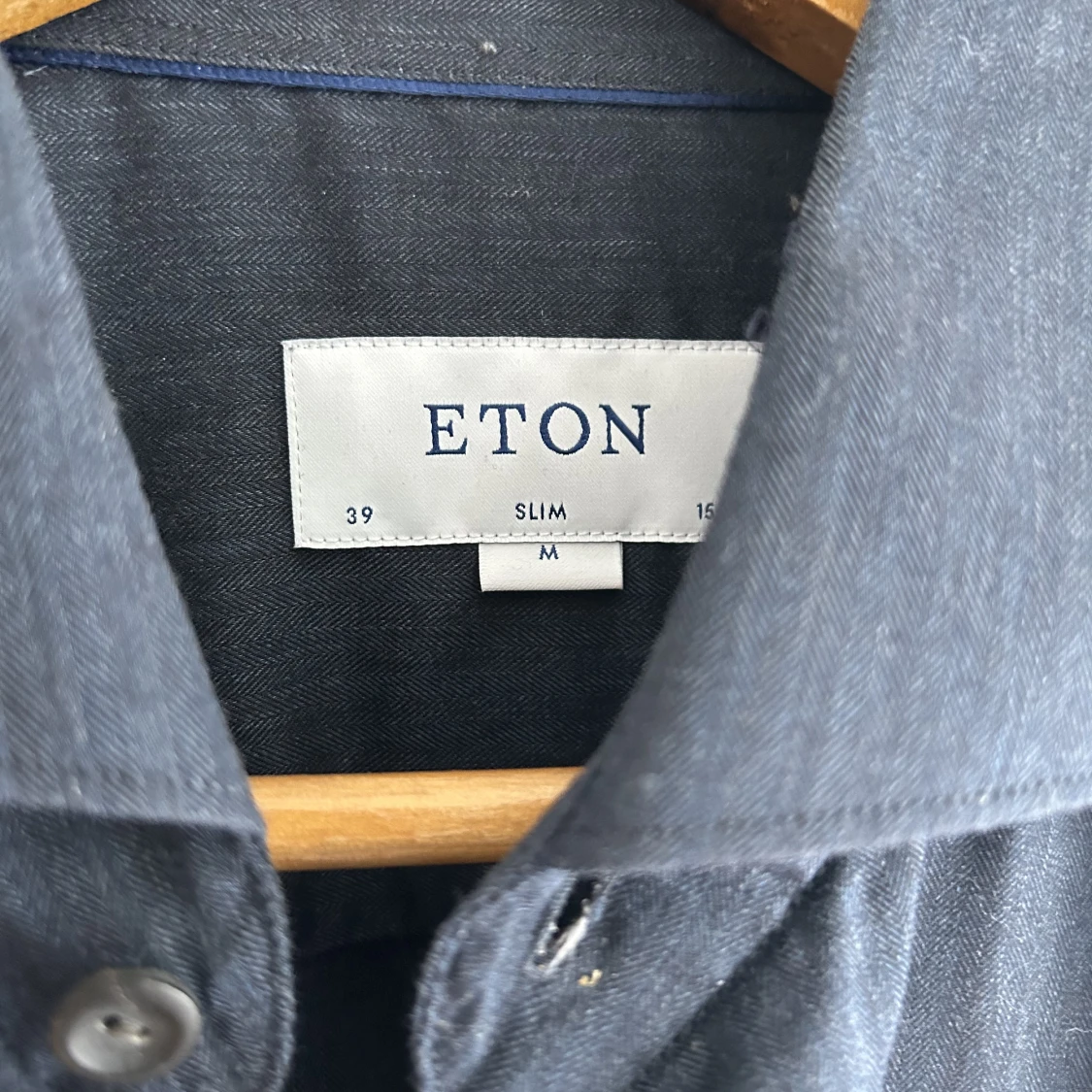 Eton skjorta mörkblå flannel - 90